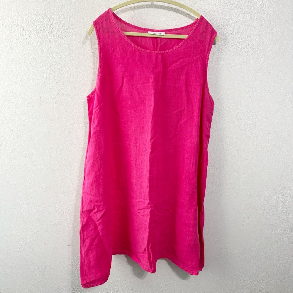 Bryn Walker hot pink linen shift dress large